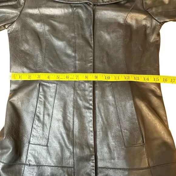 COLE HAAN Wing Collar Black Lambskin Leather Jacket Size 4 - Picture 10 of 17